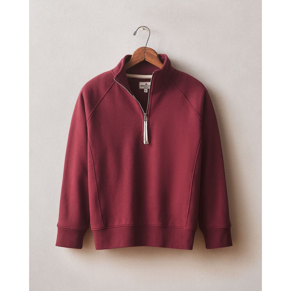 NWOT American Giant Women's Cotton Midweight Half Zip Pomegranate Size XS